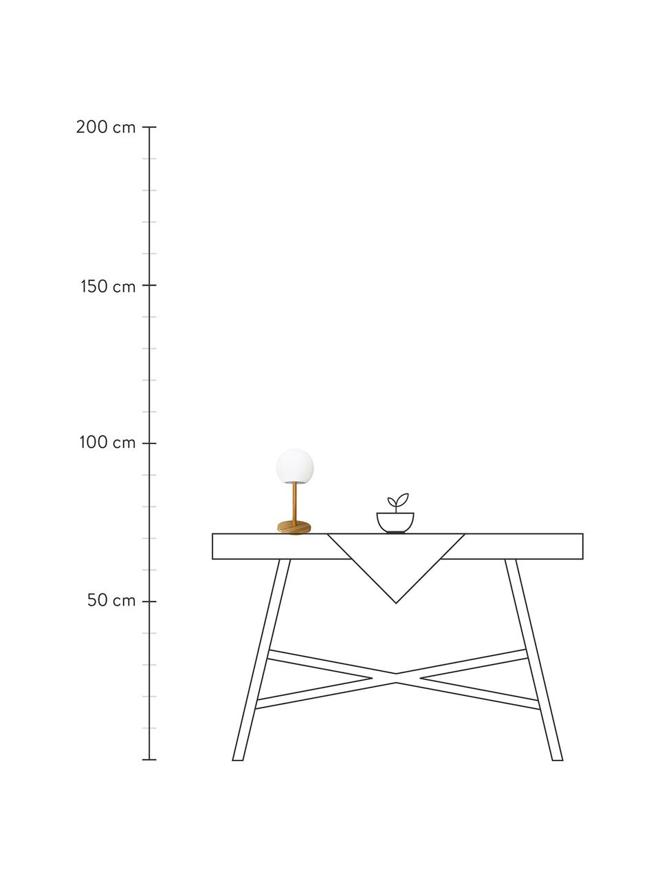 Lámpara de mesa LED regulable para exterior de bambú Luny, portátil, Pantalla: polietileno, Patas: bambú, Beige, marrón claro, Ø 13 x Al 28 cm