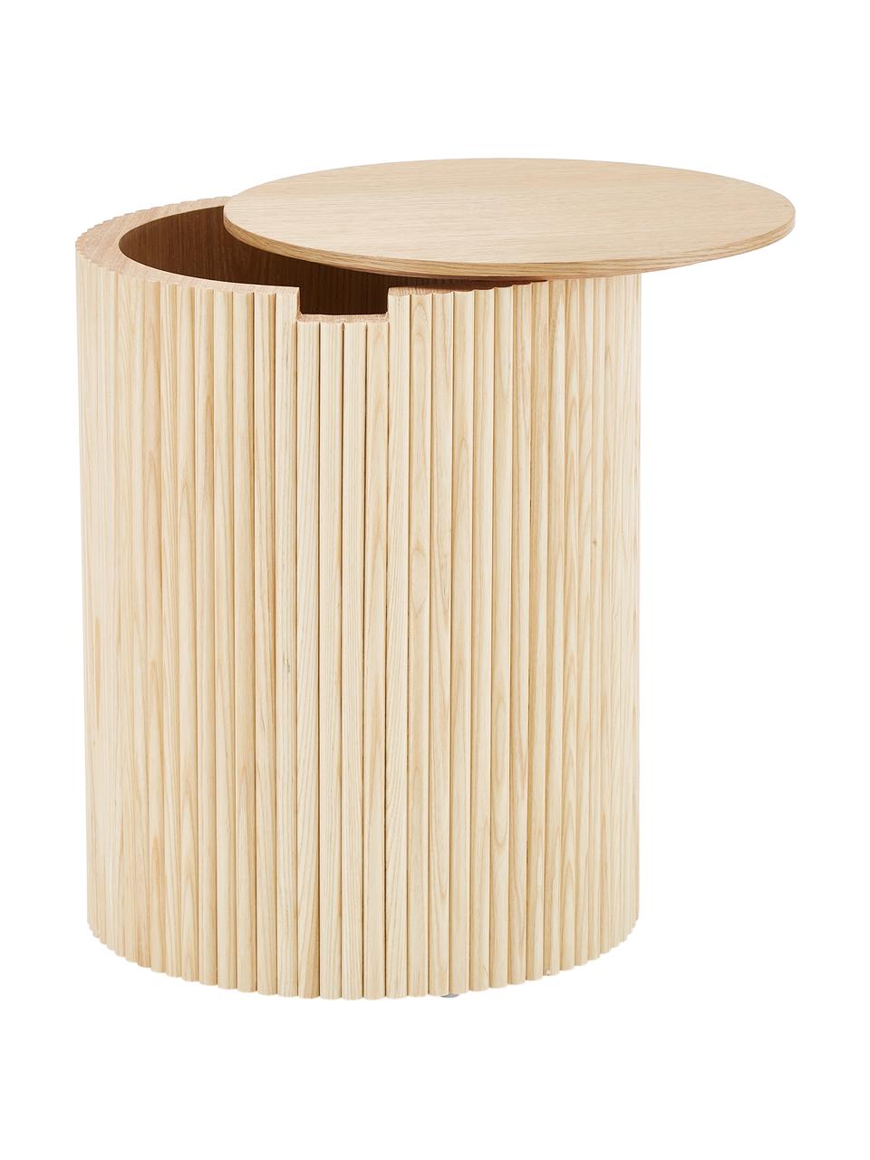 Odkladací stolík s úložným priestorom Nele, MDF-doska, orechové drevo, Drevo, Ø 40 x V 51 cm