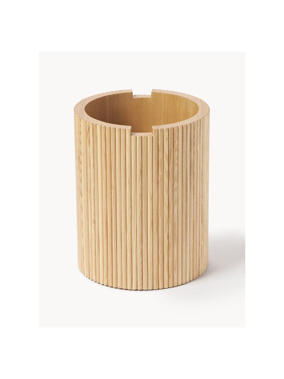 Kulatý dřevěný odkládací stolek s úložným prostorem Nele, MDF deska, ořechové dřevo, Světlé jasanové dřevo, Ø 40 cm, V 51 cm