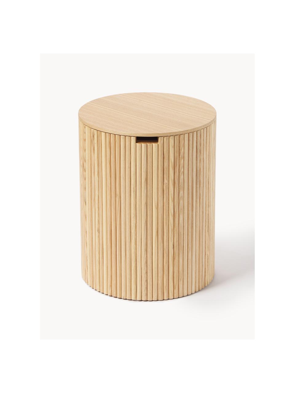 Table d'appoint avec rangement Nele, MDF avec placage en frêne, Bois, Ø 40 x haut. 51 cm