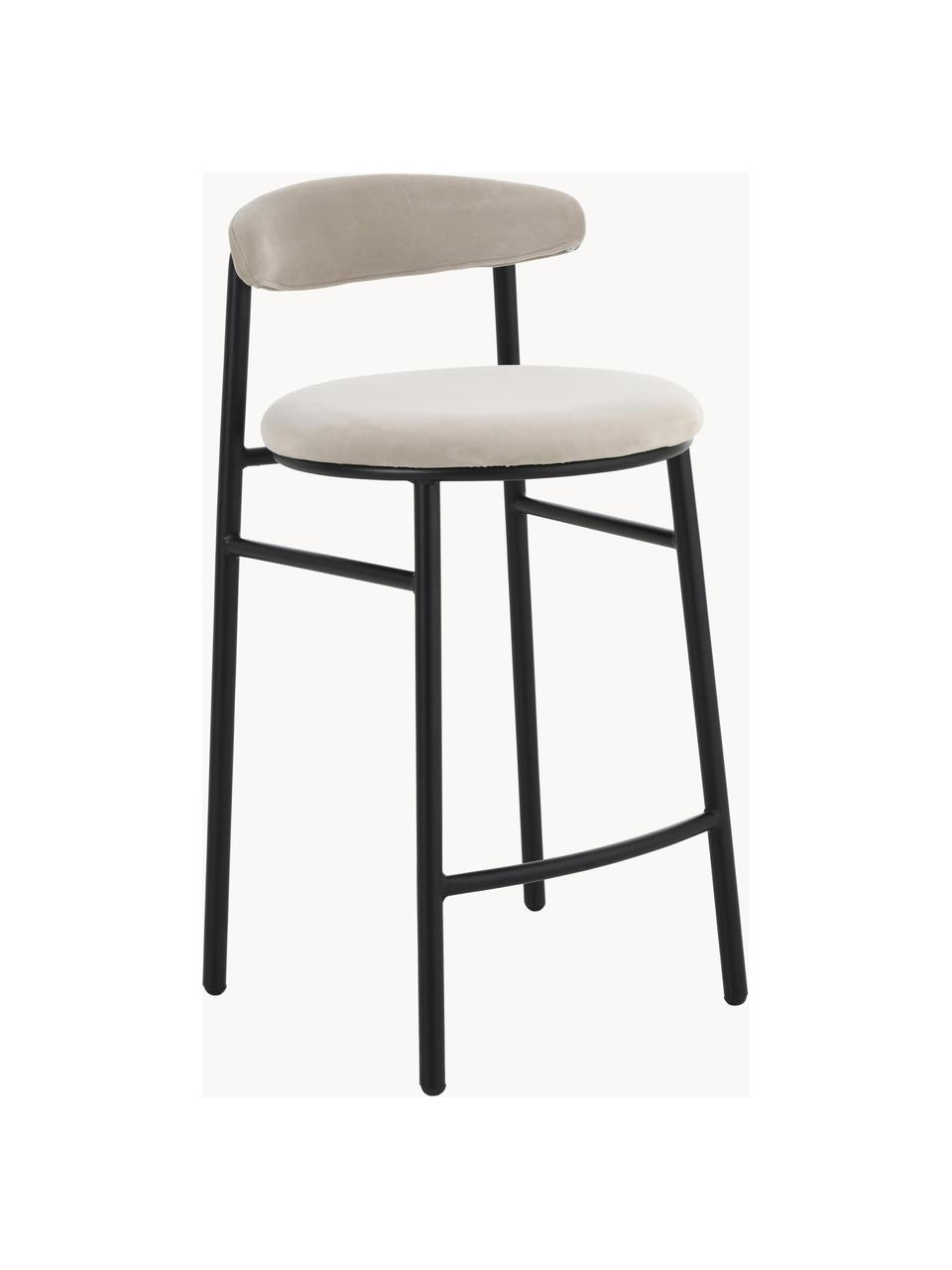 Fluwelen barstoel Doggi, Bekleding: 100% polyester fluweel, Frame: gecoat metaal, Fluweel crèmekleurig, zwart, B 44 x H 84 cm