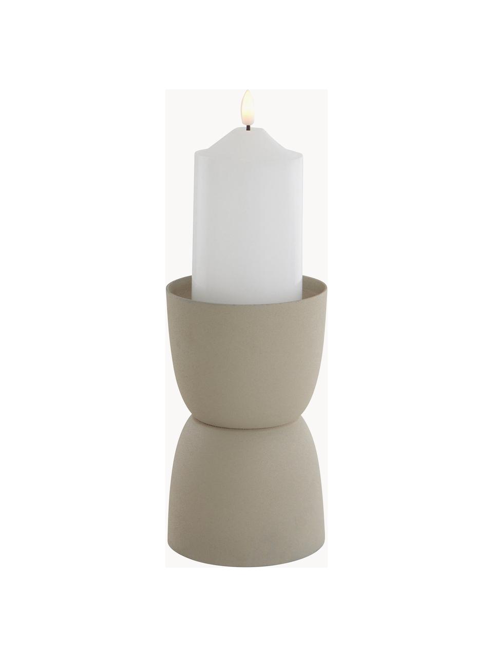 Candelabro Billy, Metallo rivestito, Beige, Ø 11 x Alt. 18 cm