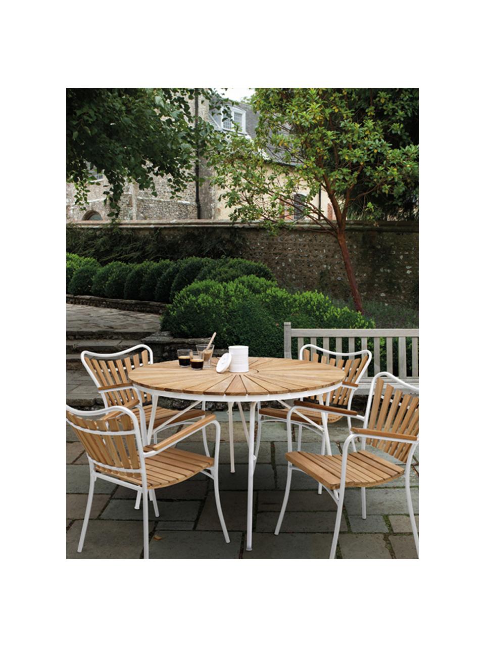 Chaise de jardin Hard & Ellen, Blanc, bois de teck, larg. 56 x haut. 78 cm