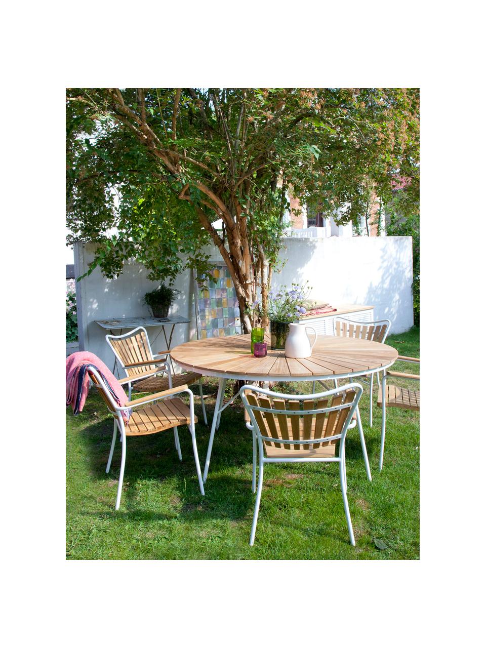 Chaise de jardin Hard & Ellen, Blanc, bois de teck, larg. 56 x haut. 78 cm