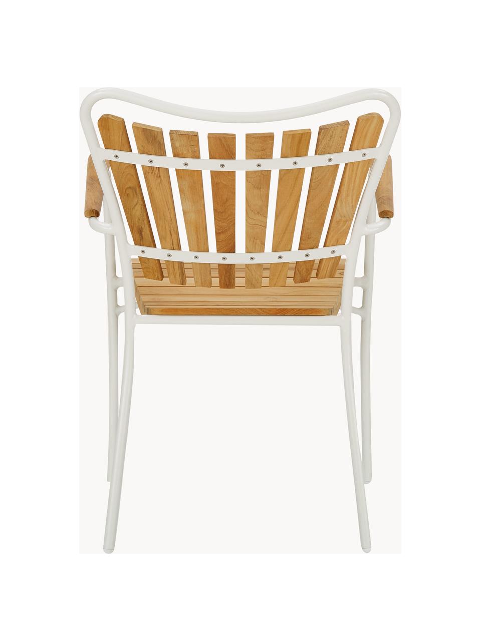 Krzesło ogrodowe z podłokietnikami  Hard & Ellen, Stelaż: aluminium malowane proszk, Drewno tekowe, biały, S 56 x W 78 cm