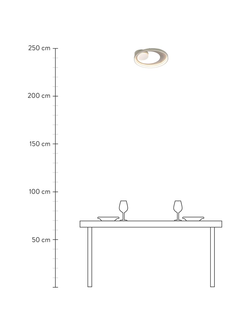 Dimbare LED plafondlamp Carat in wit/zilverkleur, Lampenkap: gecoat aluminium, Baldakijn: gecoat metaal, Wit, zilverkleurig, Ø 36 x H 7 cm