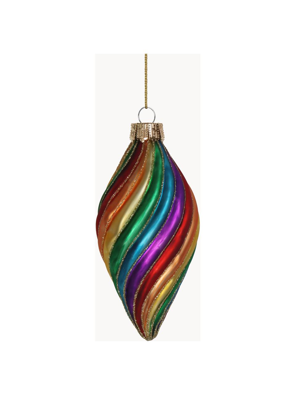 Kerstboomhangers Rainbow, 6 stuks, Glas, Meerkleurig, Ø 6 x H 13 cm