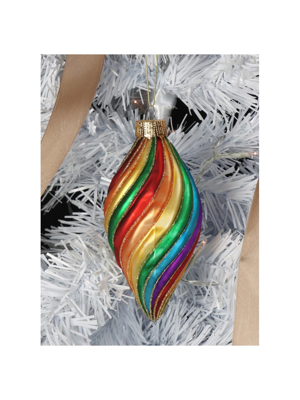 Décorations de sapin de Noël Rainbow, 6 pièces, Verre, Multicolore, Ø 6 x haut. 13 cm