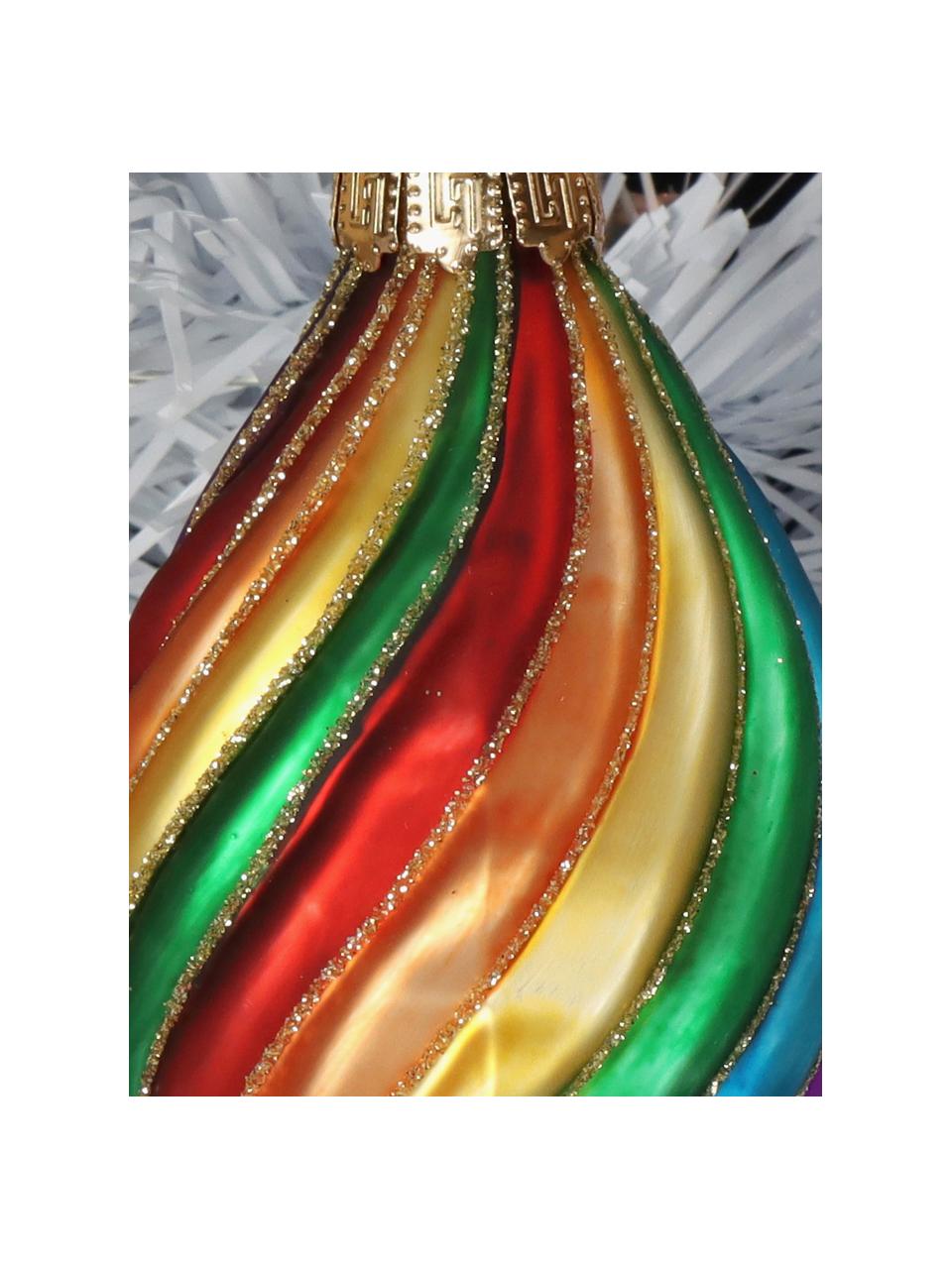Baumanhänger Rainbow, 6 Stück, Glas, Bunt, Ø 6 x H 13 cm