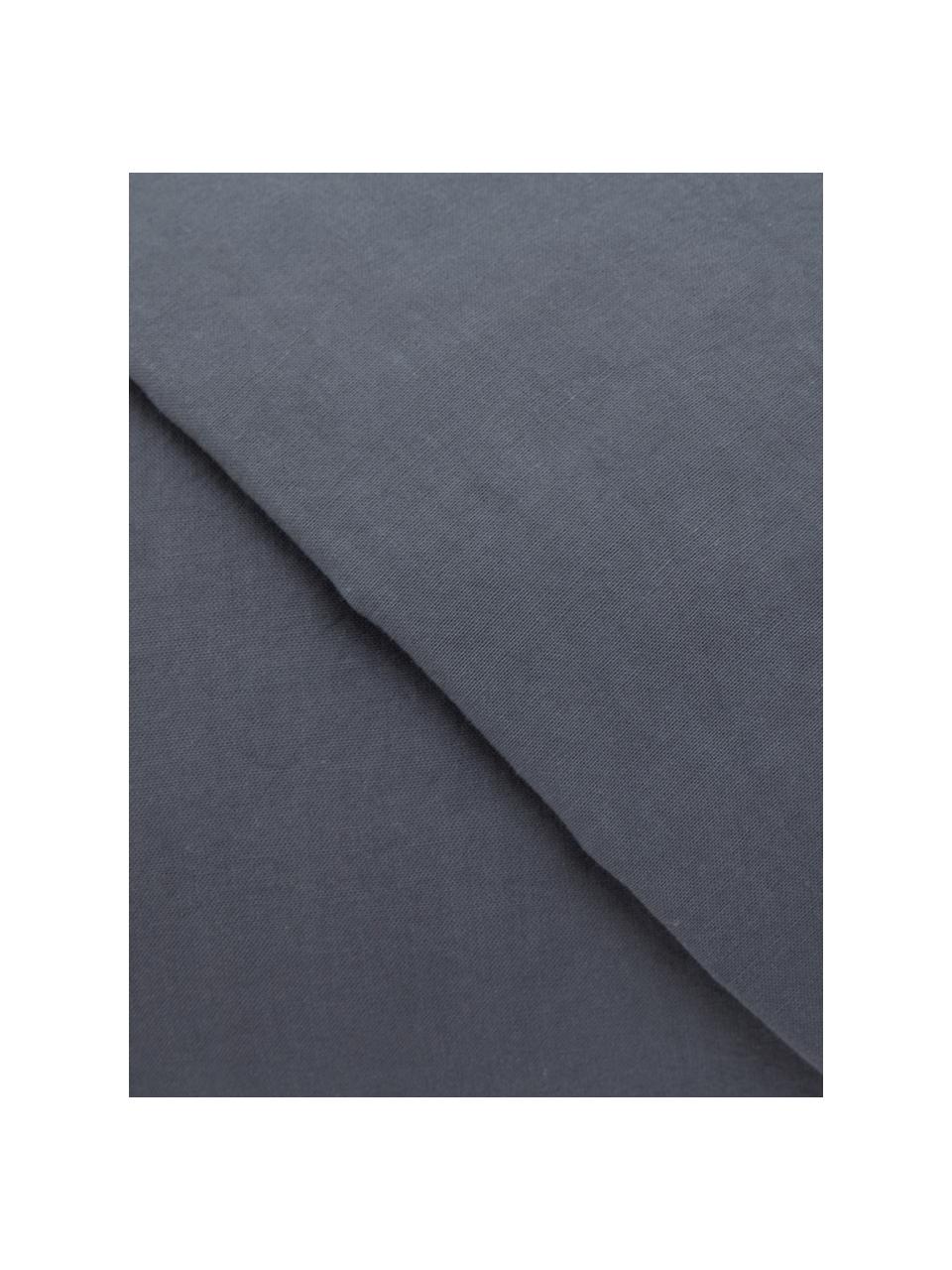 Parure copripiumino in cotone effetto stone washed Velle, Tessuto: cotone ranforce, Fronte e retro: grigio scuro, 155 x 200 cm + 1 federa 50 x 80 cm