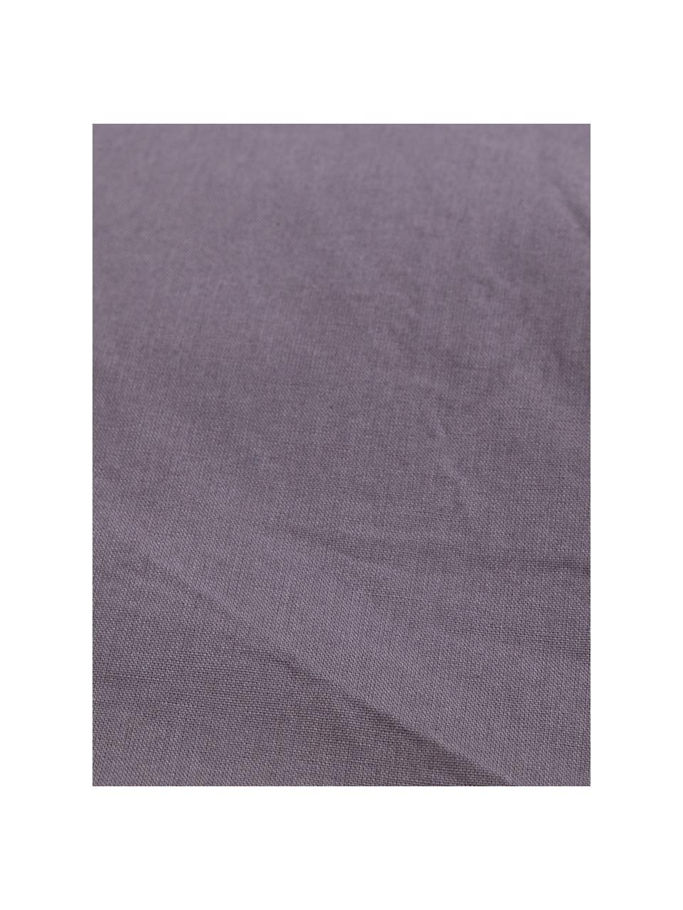 Parure copripiumino in cotone effetto stone washed Velle, Tessuto: cotone ranforce, Fronte e retro: grigio scuro, 155 x 200 cm + 1 federa 50 x 80 cm