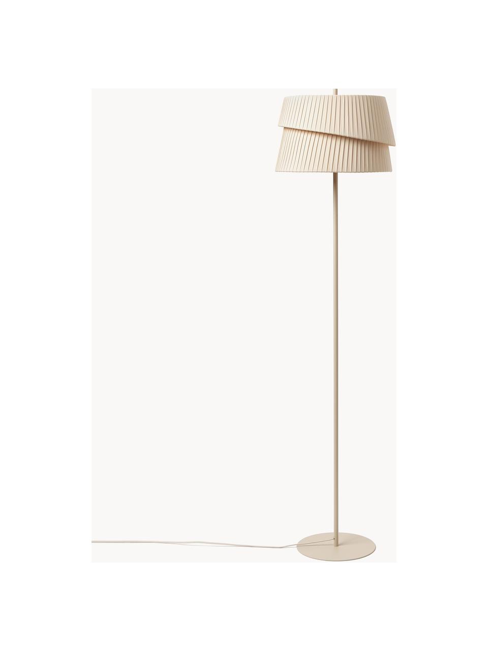Stehlampe Nyla mit asymmetrischem Lampenschirm, Lampenschirm: Leinenstoff, Beige, H 160 cm