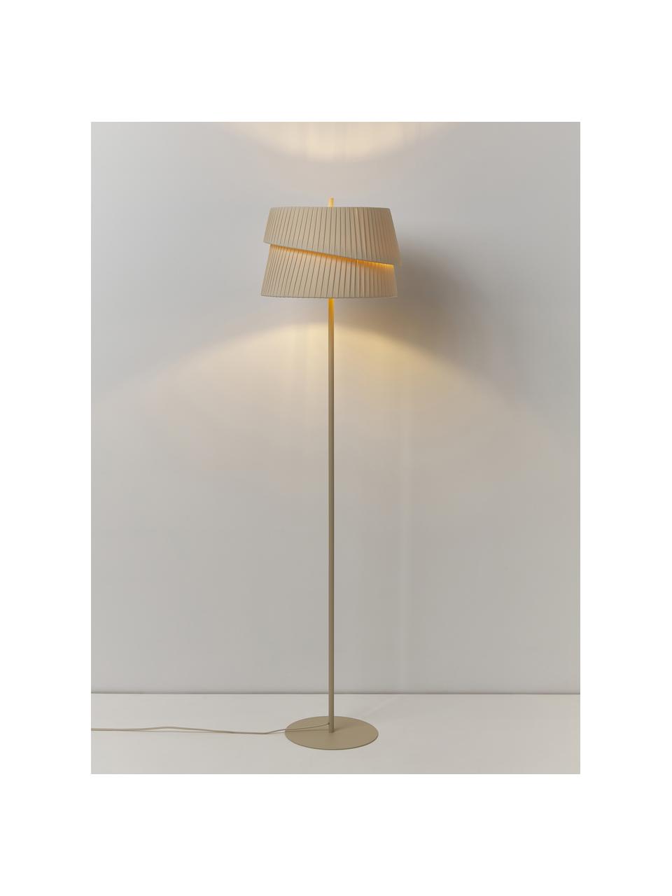 Lampadaire avec abat-jour asymétrique Nyla, Beige, haut. 160 cm