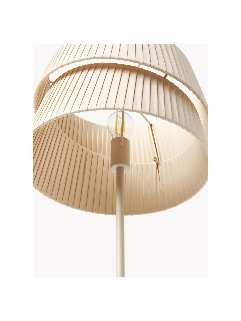 Vloerlamp Nyla met asymmetrische lampenkap, Lampenkap: linnen, Beige, H 160 cm
