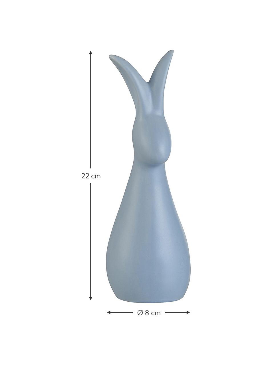 Deko-Objekt-Set Rabbits, 2-tlg., Steingut, Blau, B 8 x H 22 cm