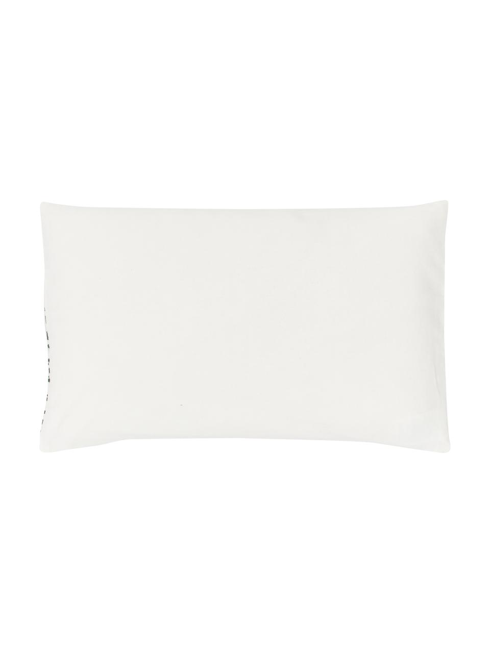 Copricuscino ricamata con motivo norvegese Orkney, 100% cotone, Verde scuro, bianco crema, Larg. 30 x Lung. 50 cm