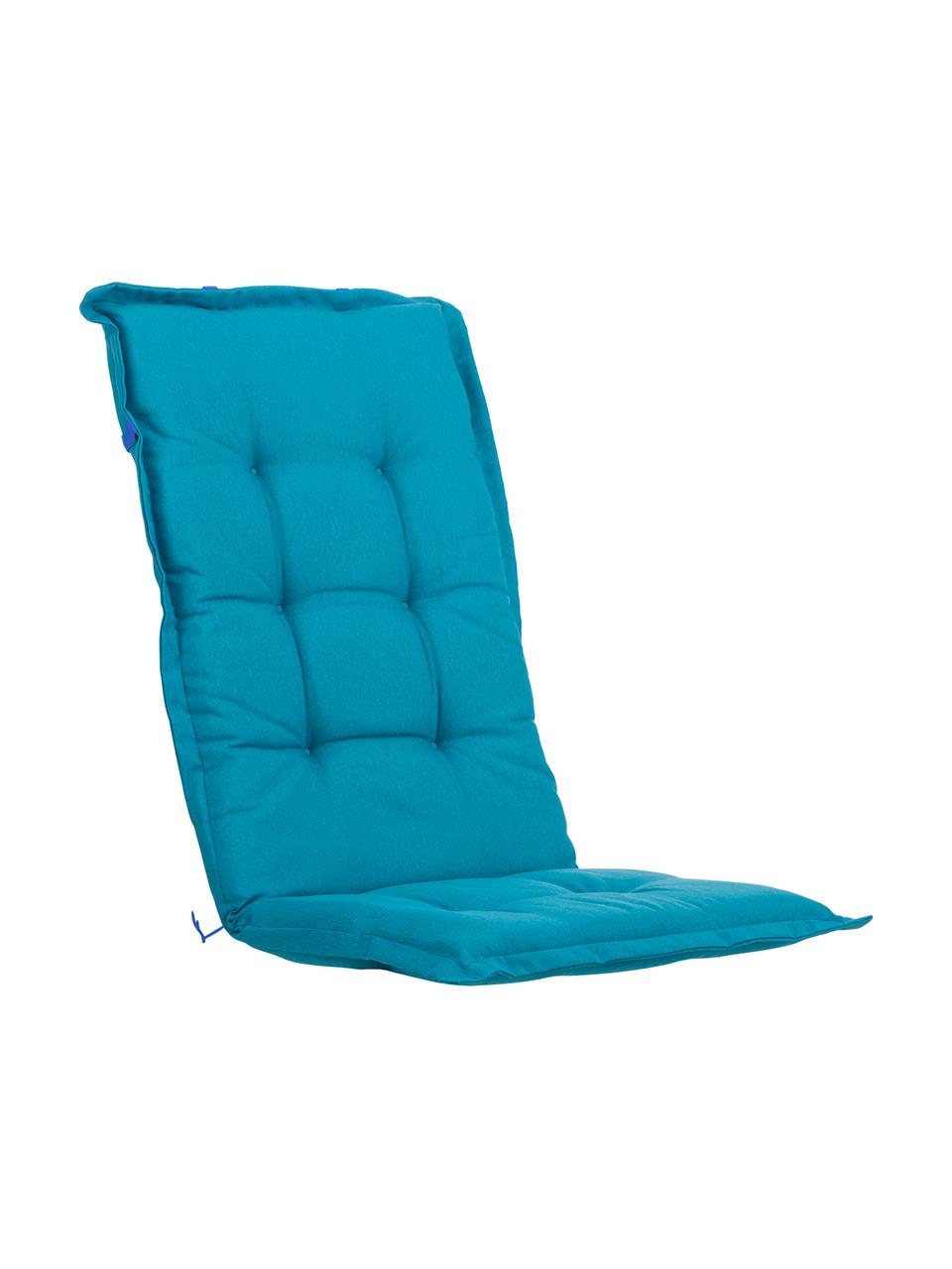 Hoog effen tuinstoelkussen Panama in turquoise, Turquoiseblauw, 50 x 123 cm