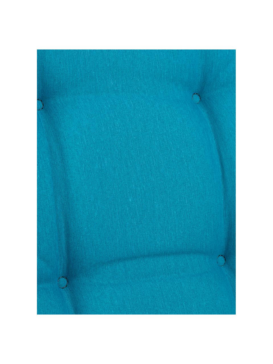 Einfarbige Hochlehner-Stuhlauflage Panama in Türkis, Bezug: 50% Baumwolle, 50% Polyes, Türkisblau, 50 x 123 cm