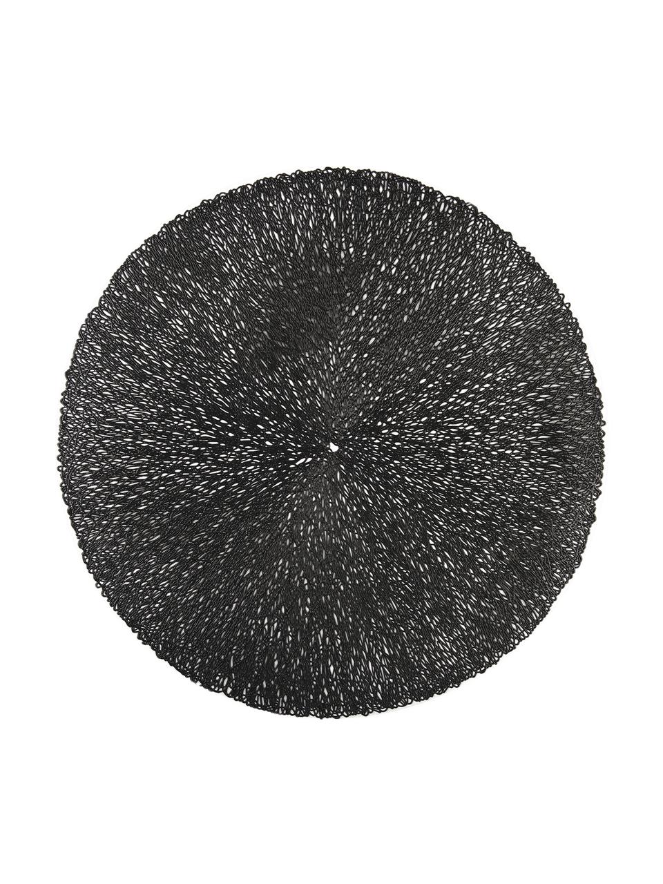 Manteles individuales redondos Sous, 2 uds., Plástico, Negro, Ø 38 cm