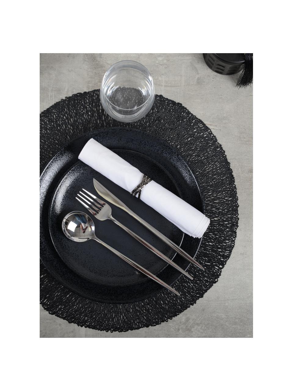 Set de table rond noir Sous, 2 pièces, Plastique, Noir, Ø 38 cm