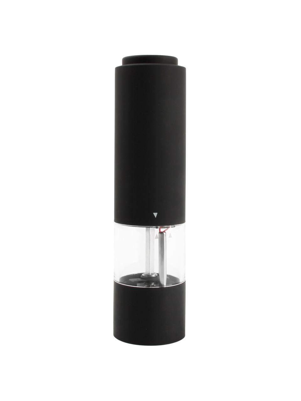 Moulin électrique à poivre/sel Lecta, Acrylique, plastique (ABS), caoutchouc, céramique, Noir, transparent, couleur argentée, Ø 5 x haut. 19 cm