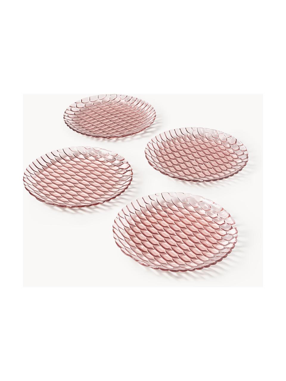 Assiettes plates avec motif texturé Jellies, 4 pièces, Plastique, Rose pâle, Ø 27 cm