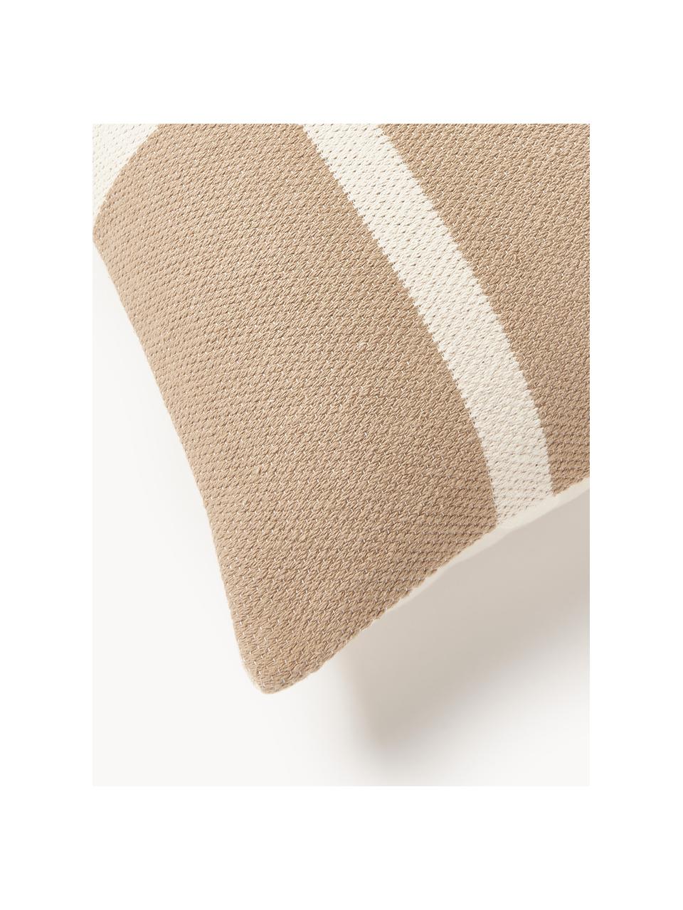 Handgewebte Kissenhülle Asta mit geometrischem Muster, 100 % Baumwolle, Beige, Hellbeige, B 50 x L 50 cm