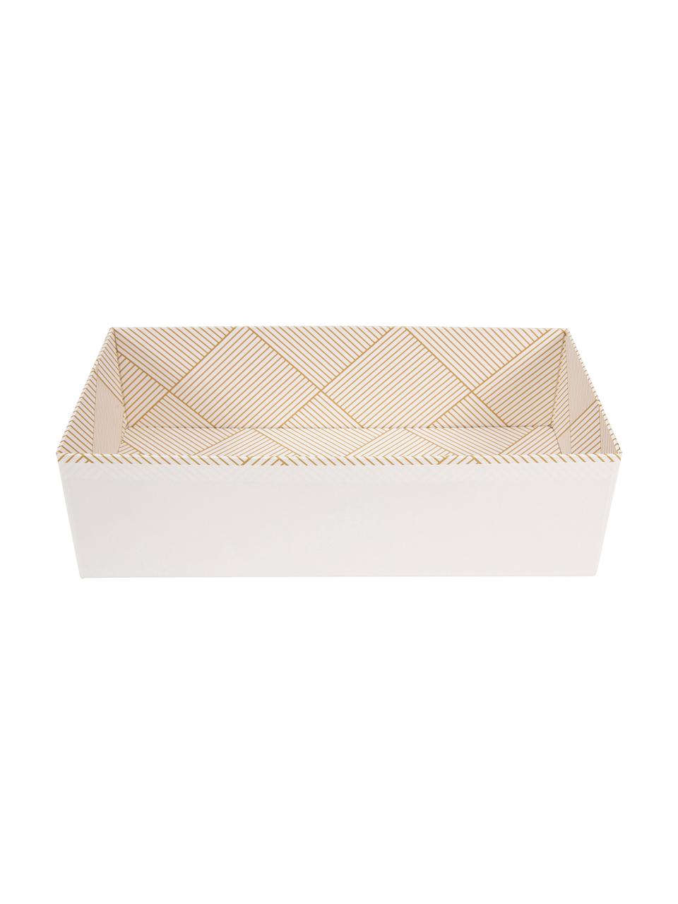 Úložný box Drawer, Pevná laminovaná lepenka, Zlatá, bílá, Š 36 cm, V 10 cm