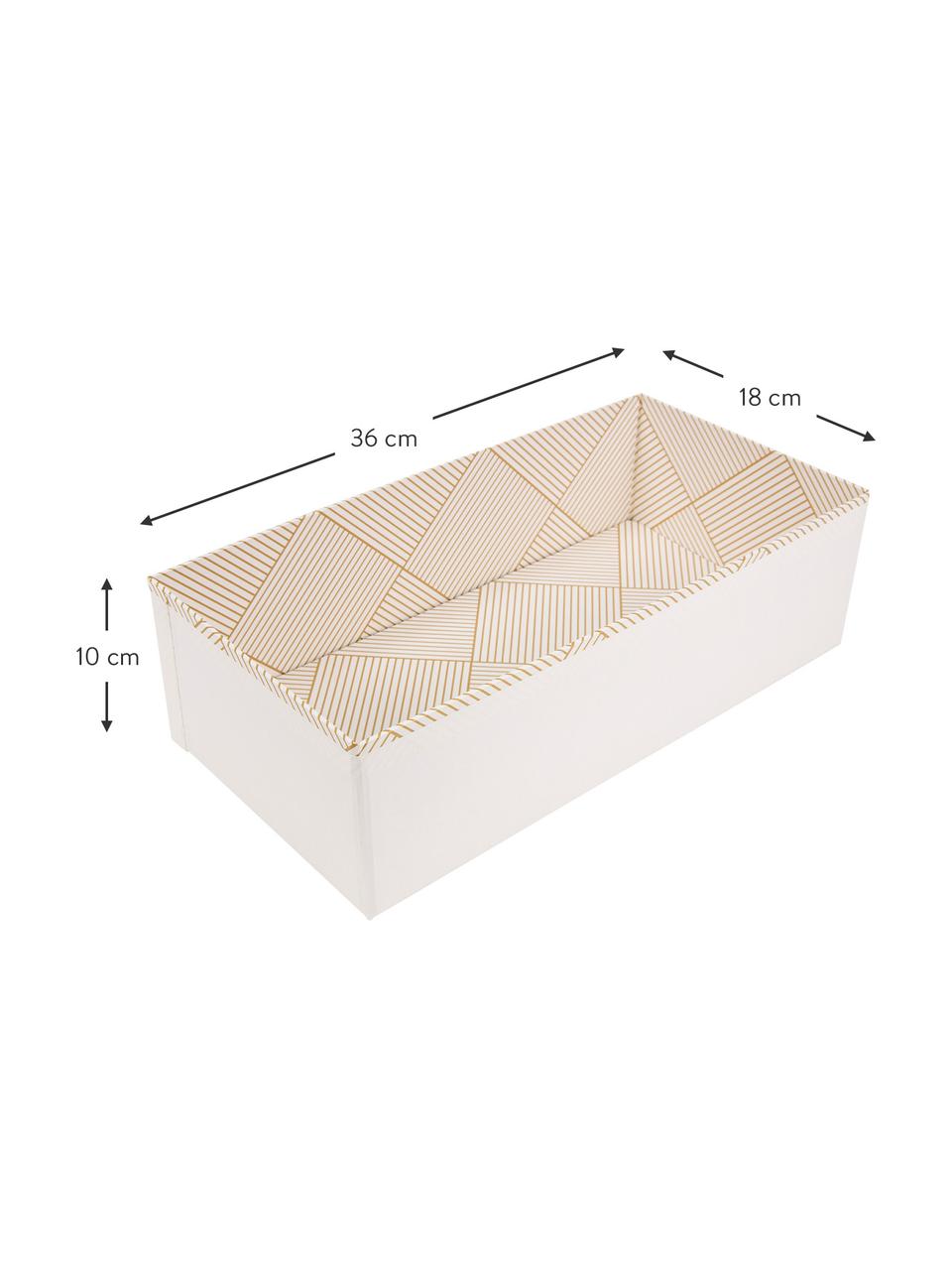 Organiseur de tiroir Drawer, Carton laminé rigide, Couleur dorée, blanc, larg. 36 x haut. 10 cm