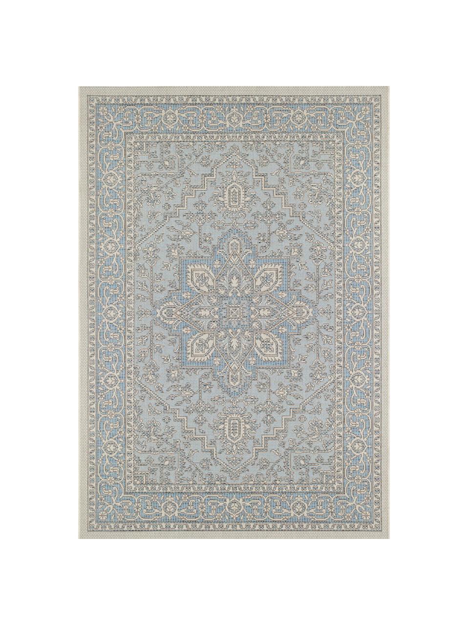 In- & Outdoor-Teppich Anjara im Vintage Style, 100% Polypropylen, Azurblau, Taupe, B 200 x L 290 cm (Größe L)