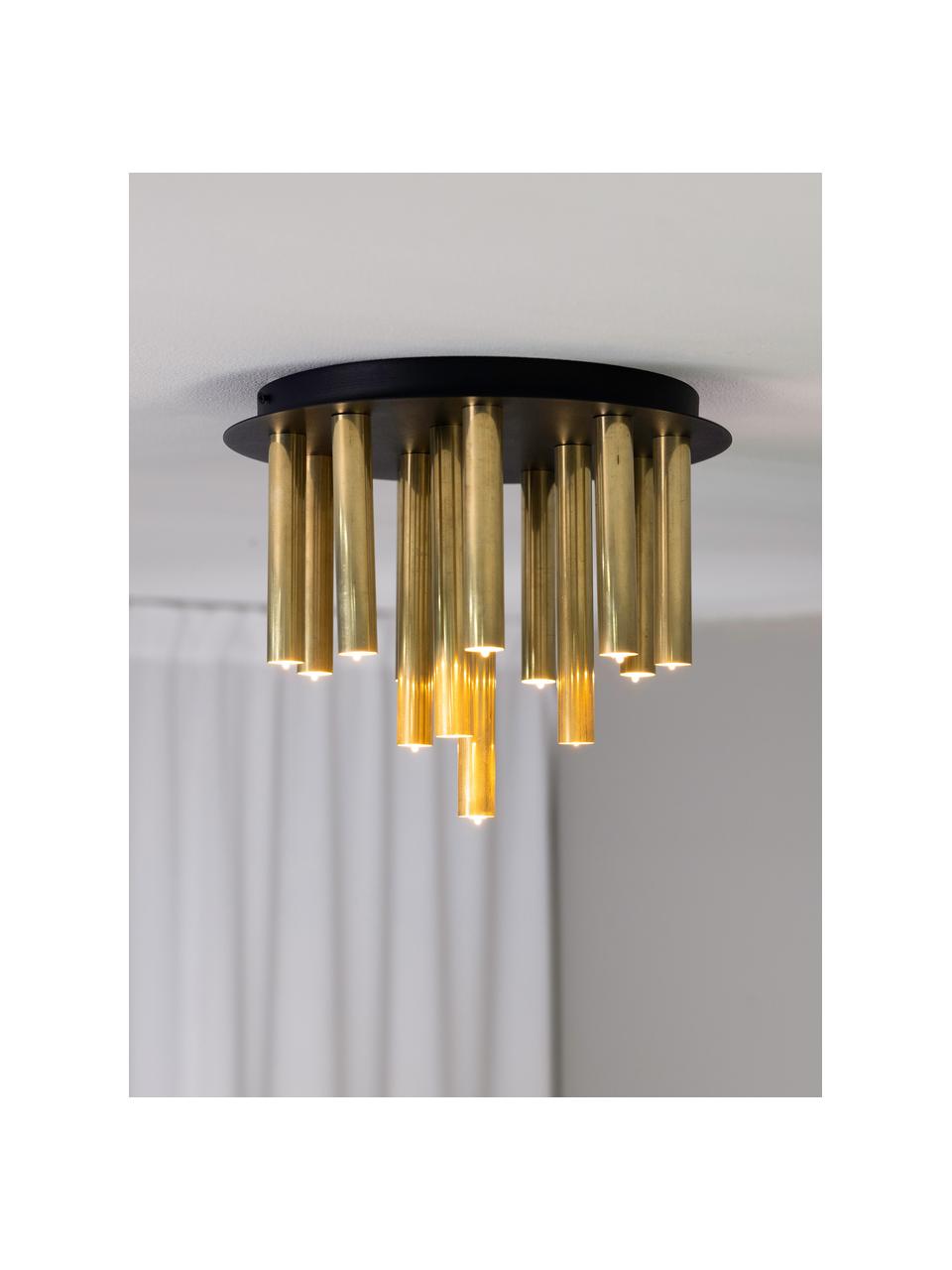 Glamorous plafondlamp Gocce, Lampenkap: gecoat metaal, Baldakijn: gecoat metaal, Zwart, goudkleurig, B 35 x H 29 cm