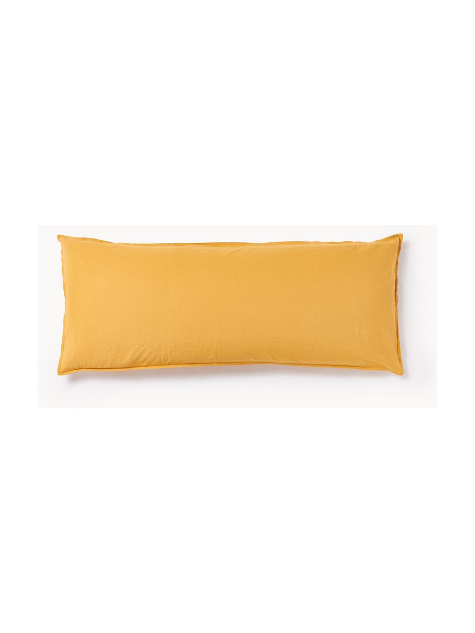 Funda de almohada de percal lavado Debbie, Amarillo mostaza, An 45 x L 110 cm