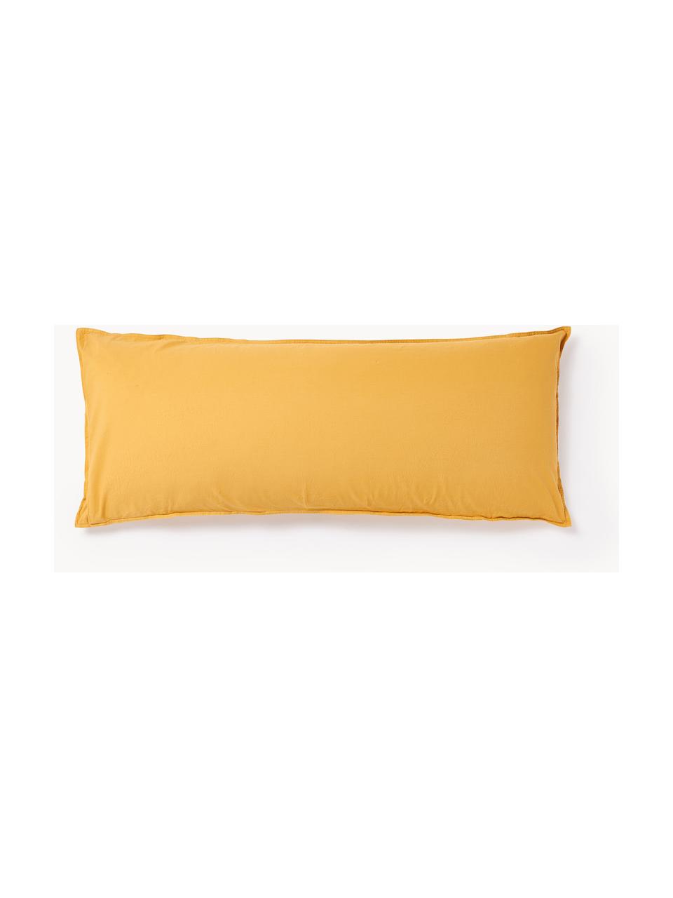 Funda de almohada de percal lavado Debbie, Amarillo mostaza, An 45 x L 110 cm