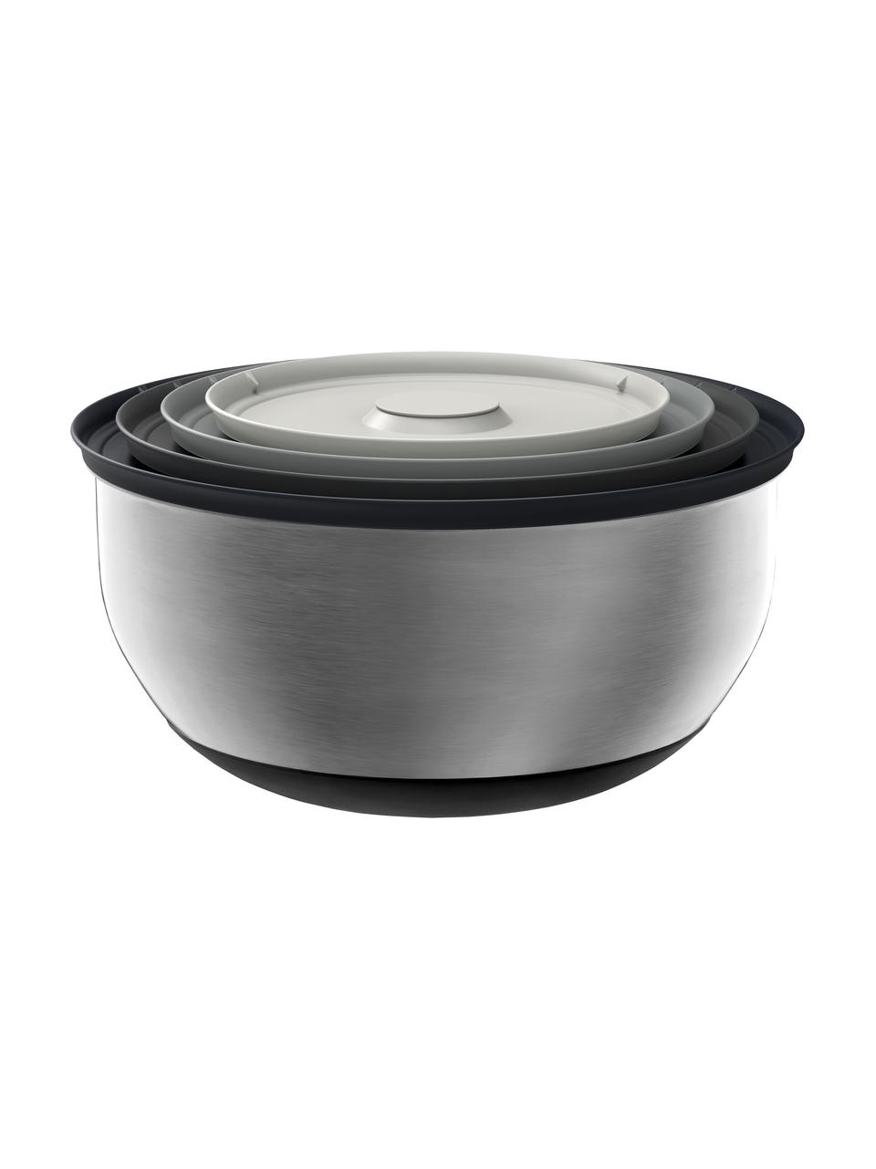 Set de cuencos con tapadera Nest, 4 uds., Plateado, Set de diferentes tamaños