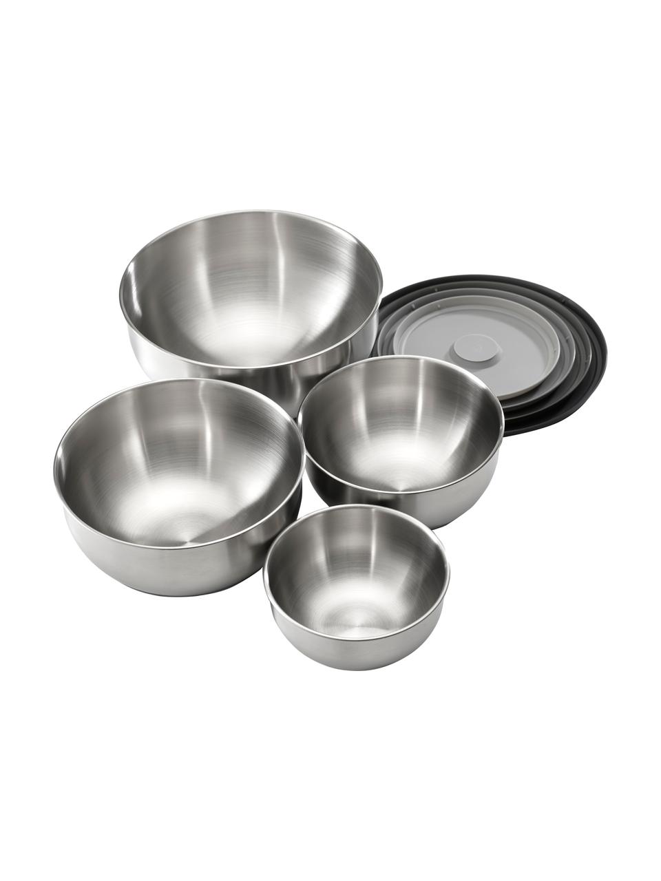 Set de bols avec couvercles Nest, 4 pièces, Couleur argentée, Lot de différentes tailles