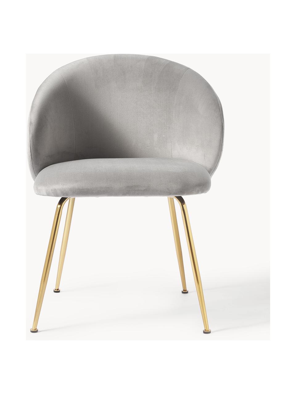 Stoličky so zamatovým čalúnením Luisa, 2 ks, Zamatová sivá, odtiene zlatej lesklá, Š 59 x H 59 cm