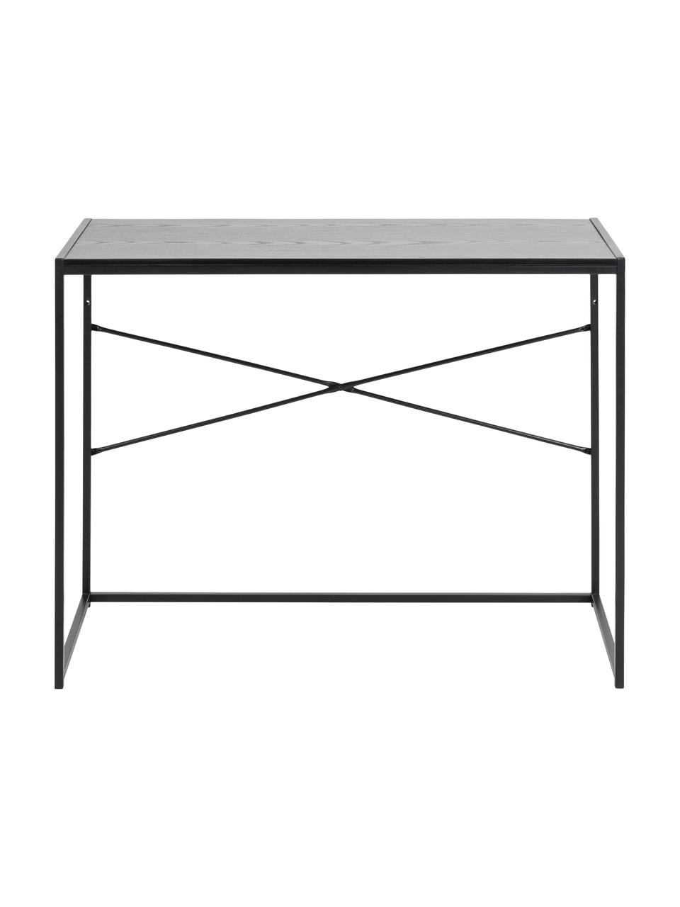 Úzký psací stůl ze dřeva a kovu Seaford, Černá, Š 100 cm, H 45 cm