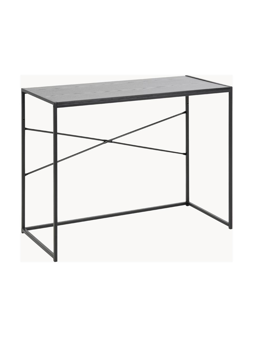 Úzký psací stůl ze dřeva a kovu Seaford, Černá, Š 100 cm, H 45 cm