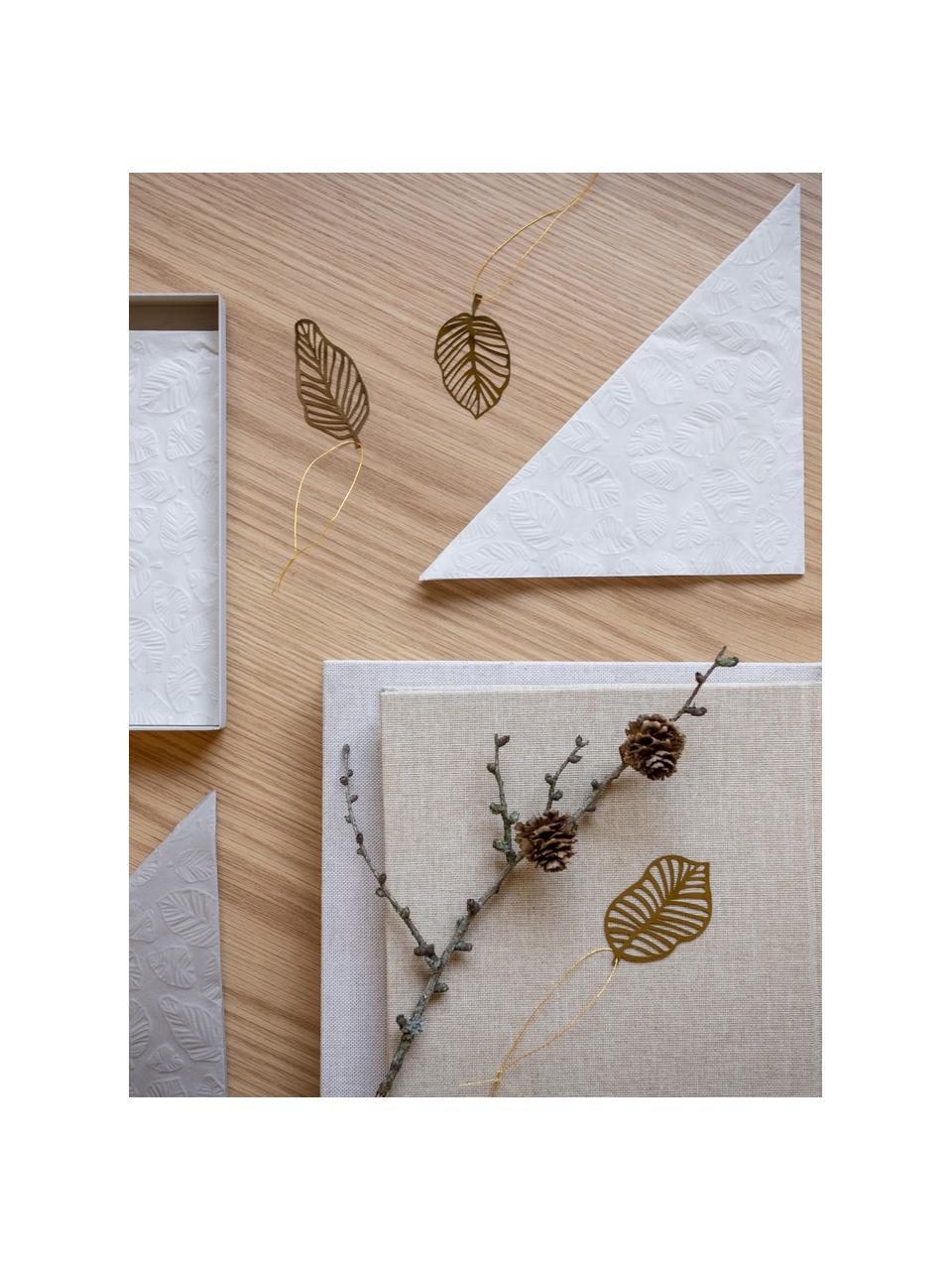 Set di 4 addobbi albero di Natale Leaf, Acciaio inossidabile, ottonato, Dorato, Larg. 4 x Alt. 5 cm