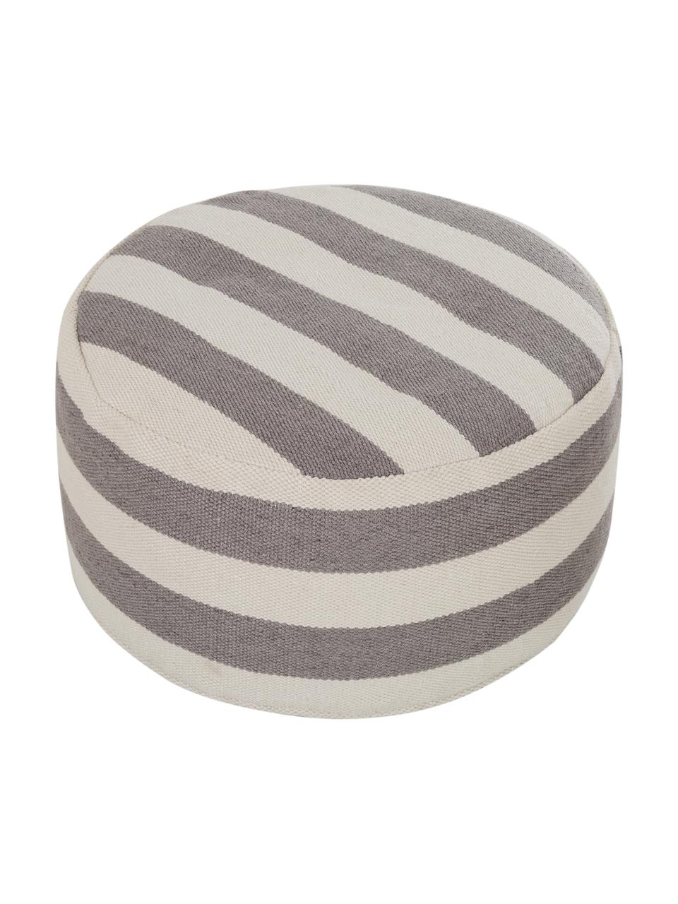 Puf artesanal Lani, Funda: poliéster reciclado, Gris, blanco, Ø 65 x Al 30 cm