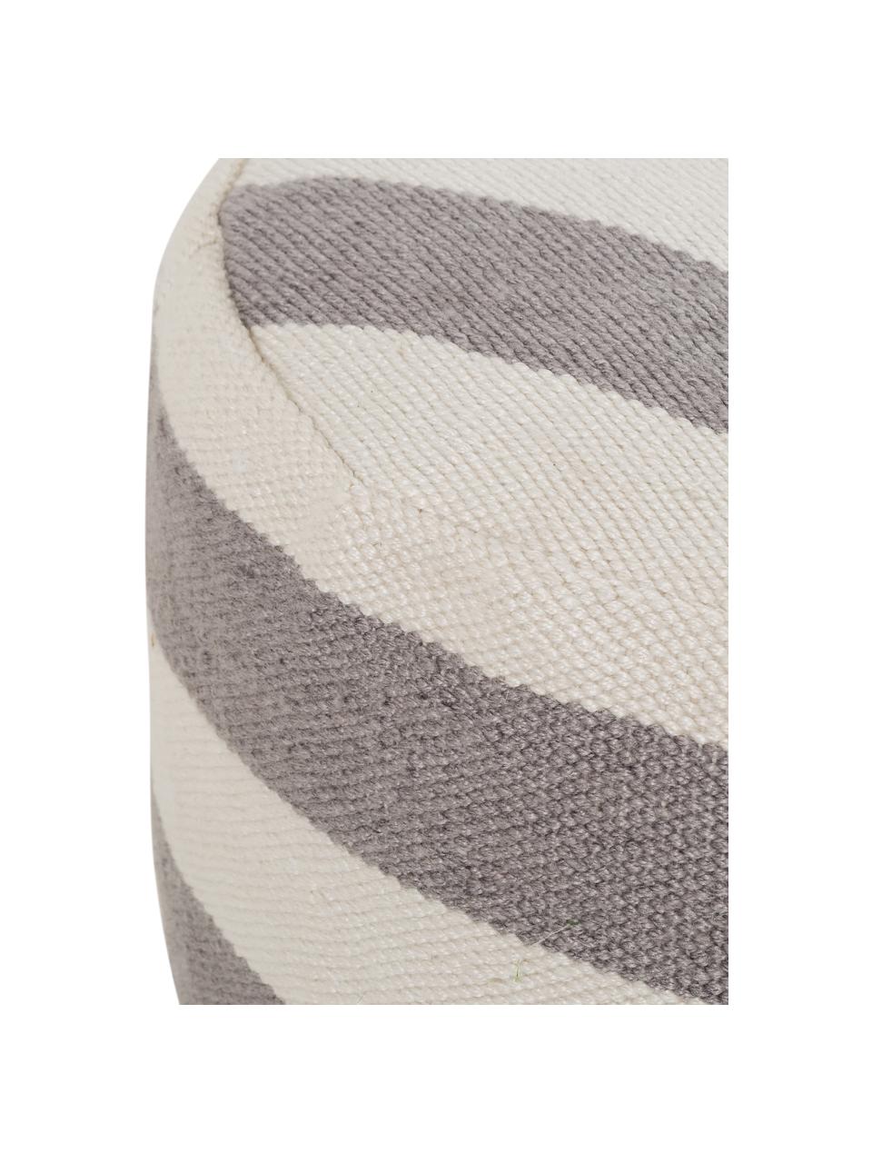 Pruhovaný sedací puf Lani, Sivá, biela, ∅ 65 x V 30 cm
