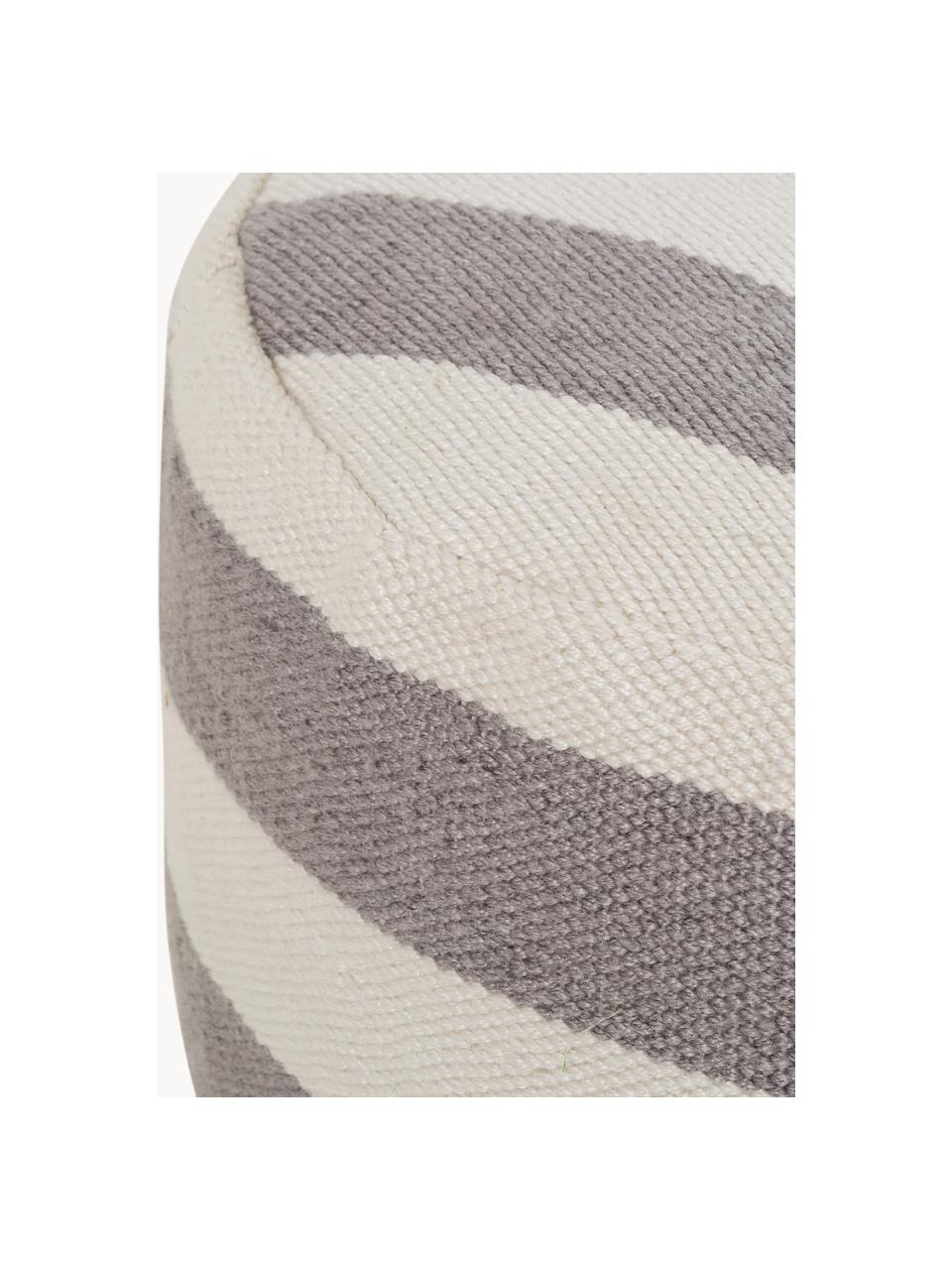 Pouf rond tissé main Lani, Blanc crème, taupe, ∅ 65 x haut. 30 cm