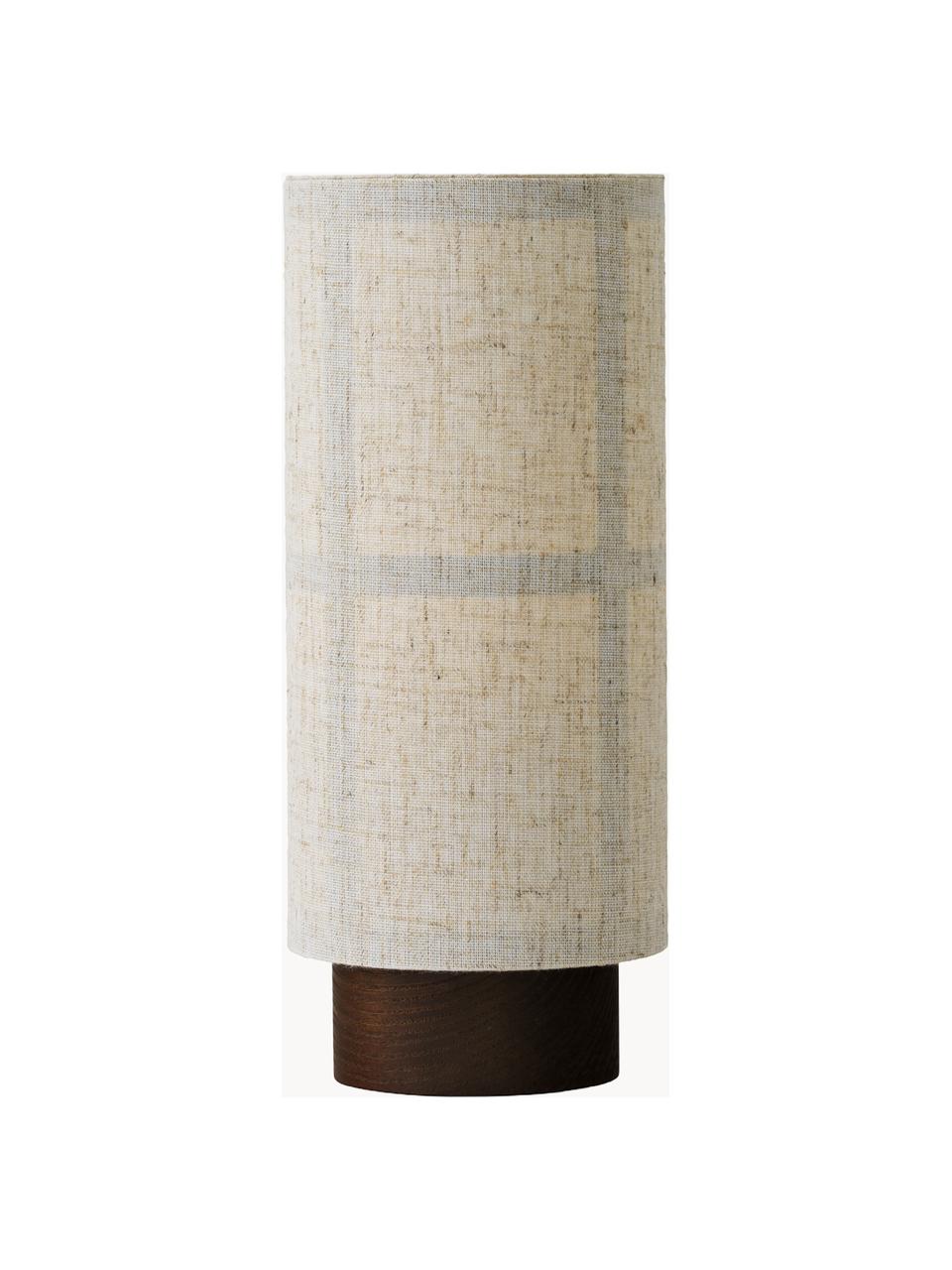 Lampada da tavolo mobile fatta a mano con luce regolabile Hashira, Paralume: lino, Struttura: legno di frassino, Beige, legno di frassino, Ø 10 x Alt. 26 cm