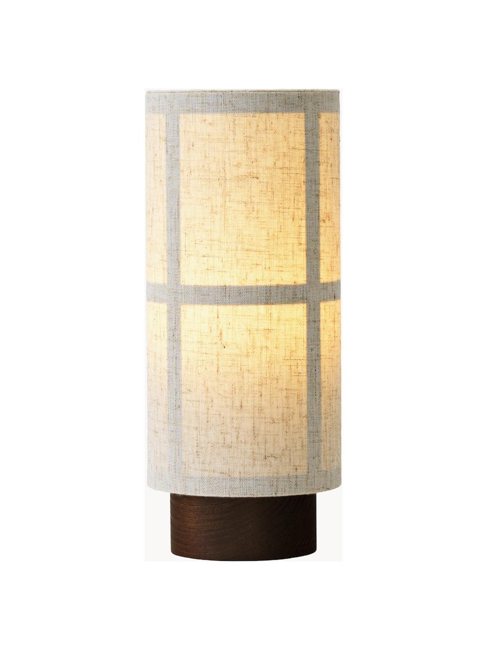 Lampada da tavolo mobile fatta a mano con luce regolabile Hashira, Paralume: lino, Struttura: legno di frassino, Beige, legno di frassino, Ø 10 x Alt. 26 cm