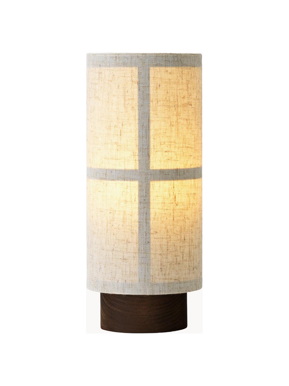 Handgefertigte mobile Tischlampe Hashira, dimmbar, Lampenschirm: Leinen, Beige, Eschenholz, Ø 10 x H 26 cm