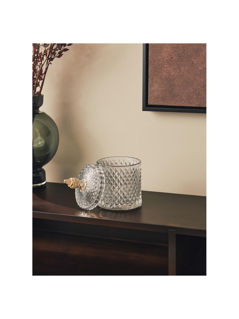Bote decorativo Myan, Vidrio, Gris, dorado, Ø 10 x Al 18 cm