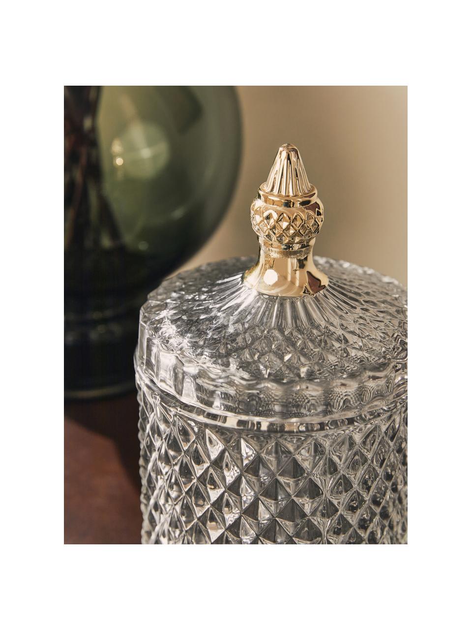 Bote decorativo Myan, Vidrio, Gris, dorado, Ø 10 x Al 18 cm
