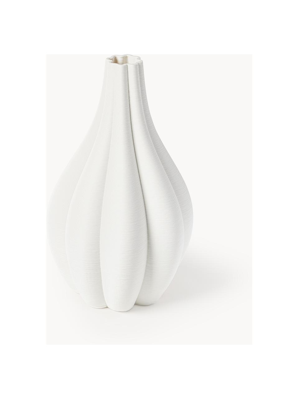 Grosse 3D gedruckte Vase Melody aus Porzellan, Porzellan, Weiss, Ø 23 x H 40 cm