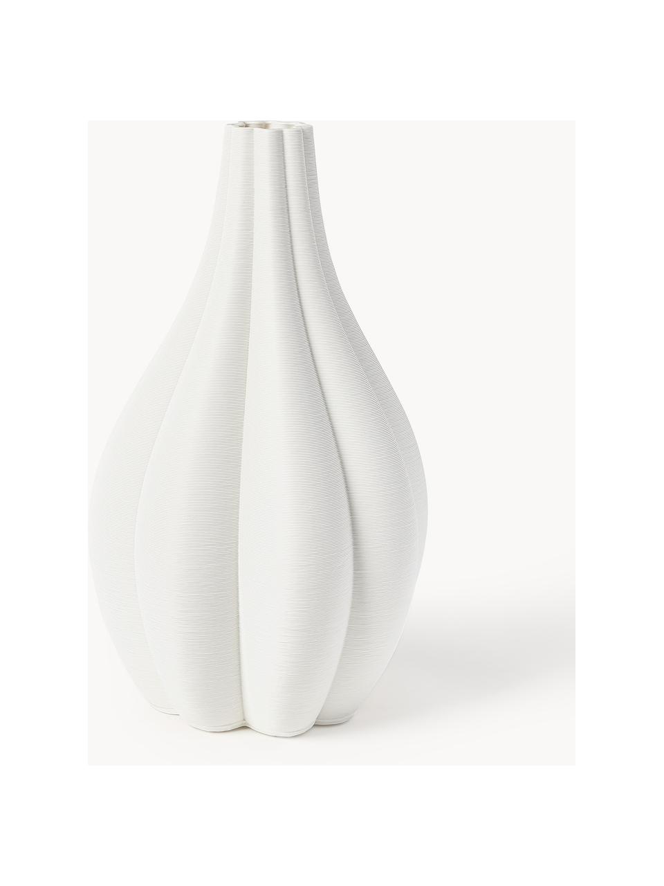 Grosse 3D gedruckte Vase Melody aus Porzellan, H 40 cm, Porzellan, Weiss, Ø 23 x H 40 cm