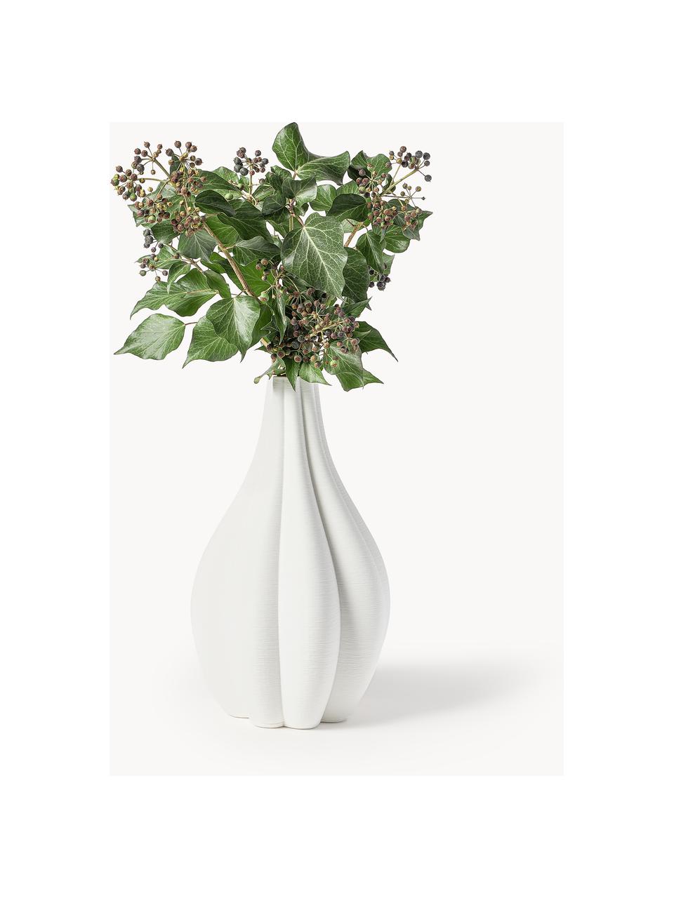 Grosse 3D gedruckte Vase Melody aus Porzellan, H 40 cm, Porzellan, Weiss, Ø 23 x H 40 cm